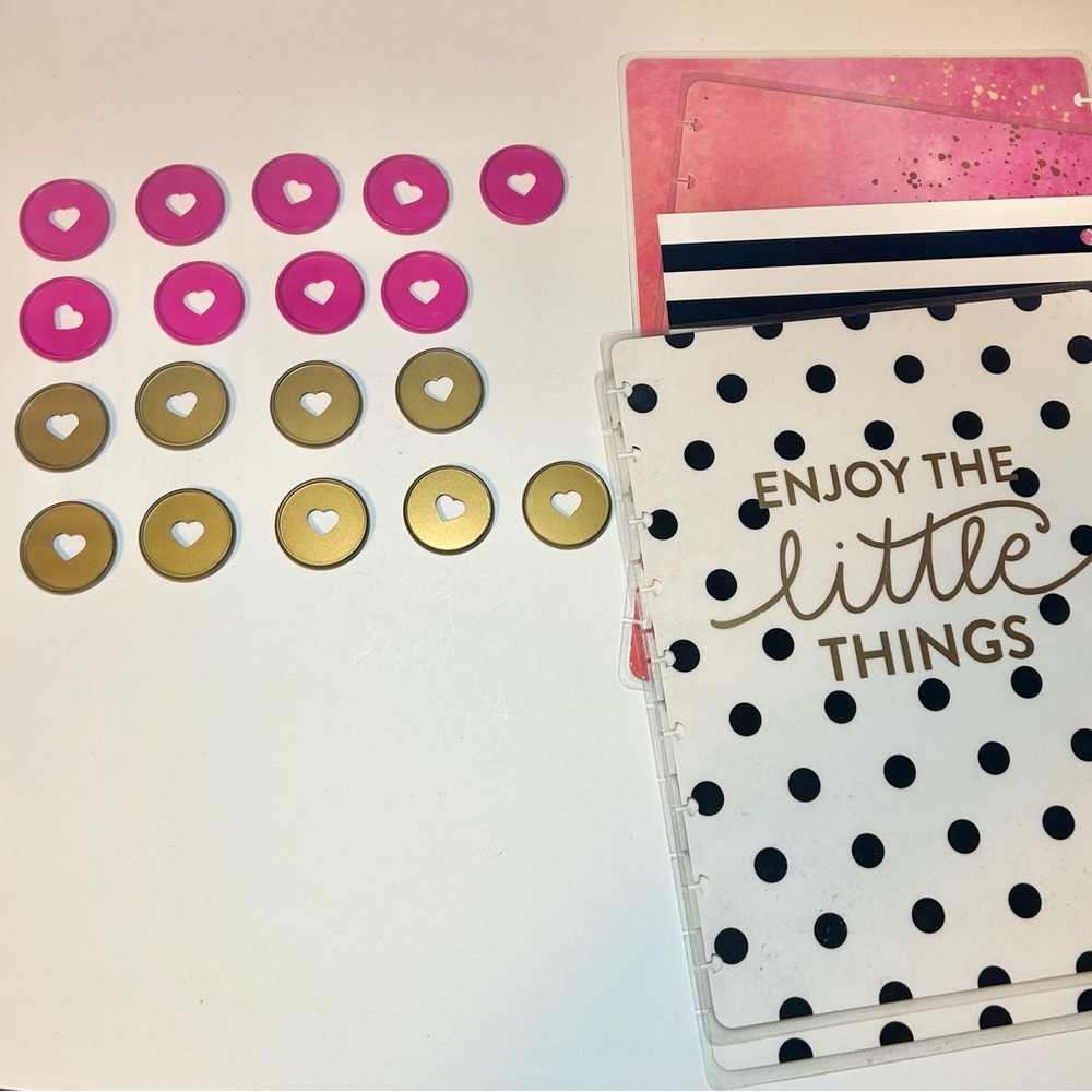 The Happy Planner Bundle - 9 Pink & 9 Gold Ring Discs + 2 Cover & Backs